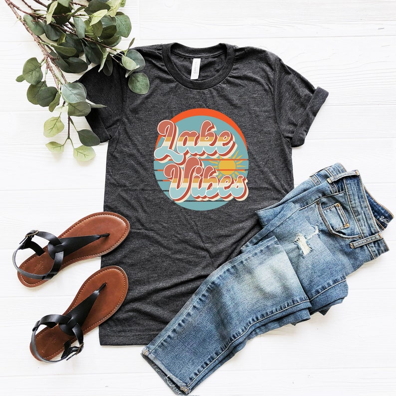 Retro Lake Vibes Shirt, Lake Life T-shirt, Vacation Tee, Lake Lover Shirt, Family Matching T-shirt, Summer Lake Tee, Travel Lake Shirt image 4