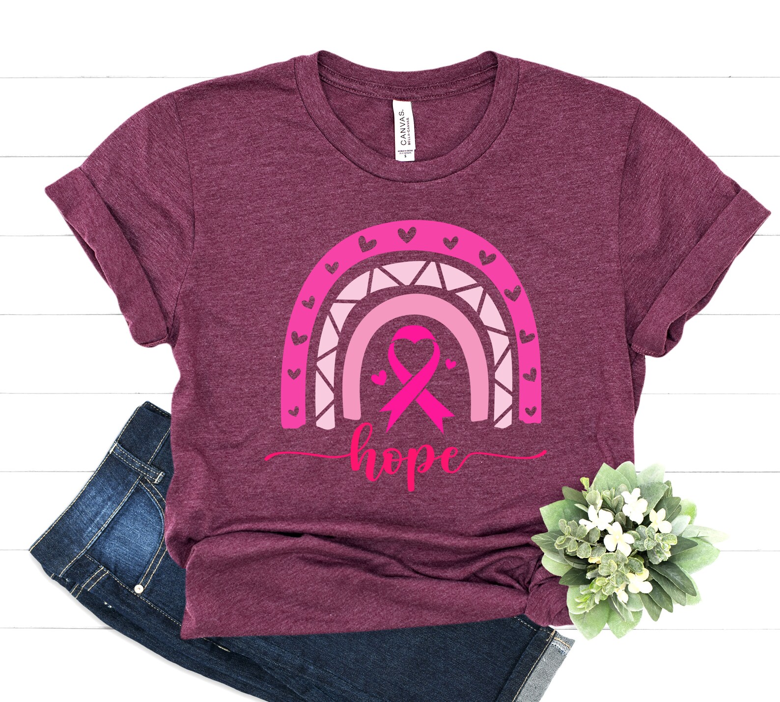 Hope Breast Cancer Shirt Rainbow Breast Cancer T-shirt - Etsy