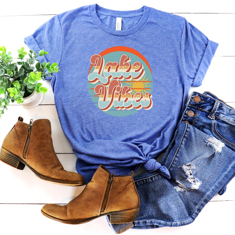 Retro Lake Vibes Shirt, Lake Life T-shirt, Vacation Tee, Lake Lover Shirt, Family Matching T-shirt, Summer Lake Tee, Travel Lake Shirt image 3