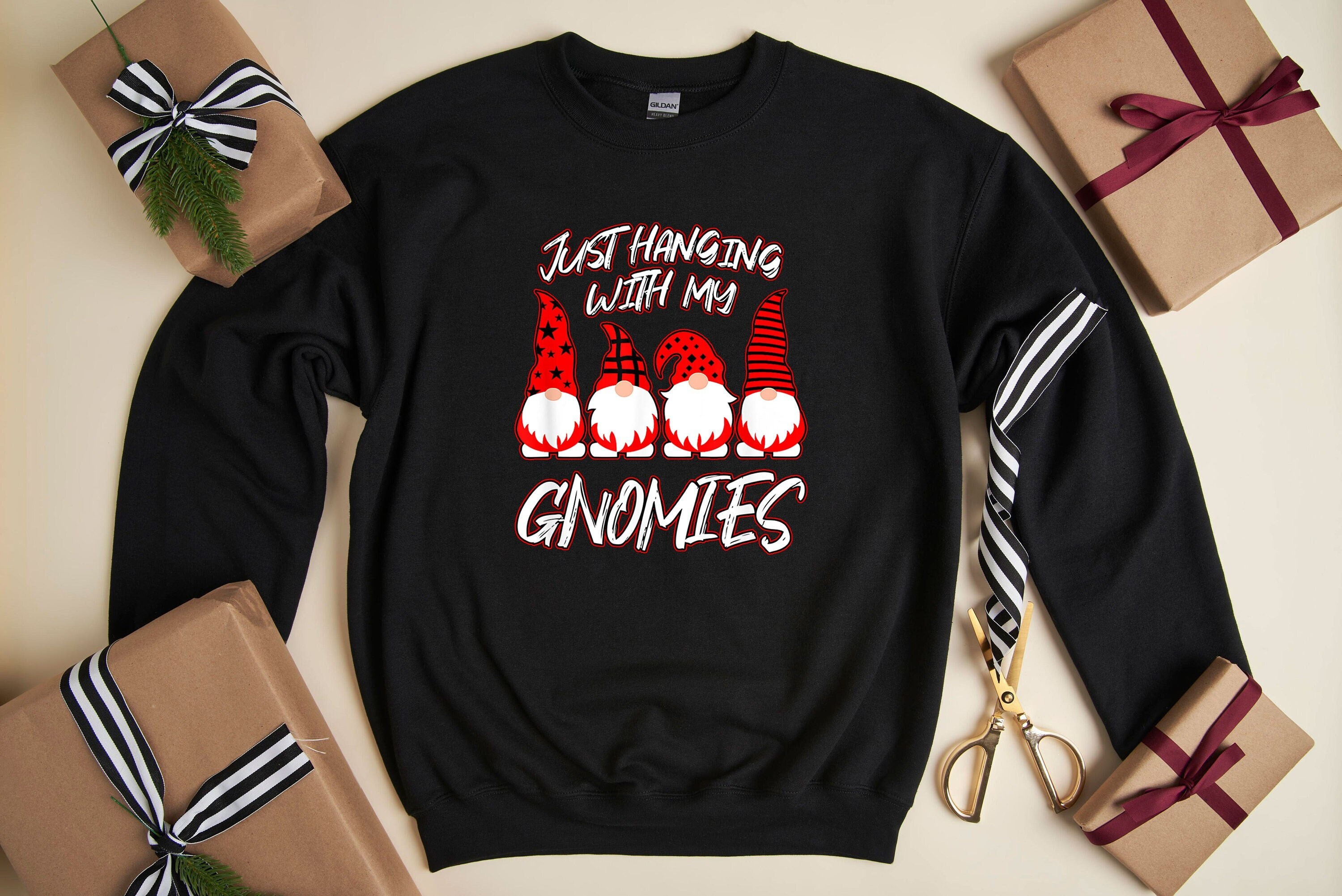 Just Hanging With My Gnomies Sweatshirt Cute Christmas Gnome