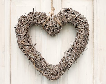 Limed brushwood heart | 2 sizes | Decorative heart | Heart wreath | wreath | Door wreath | Window decoration | Willow heart | Heart