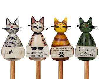 Zaunhocker Katze | Pfostenhocker Katze | Zaunfigur Metall | Gartenzaun Figur | Gartendeko aus Metall | Kätzchen | Beetstecker | Muschi