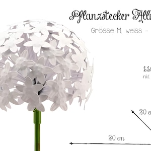 Pflanzstecker Allium Weiß 2 Größen Beetstecker Gartenstecker Gartendekoration Metall Hochzeitdekoration Hochzeit Rosenkugel 20 x 20 x 116 cm