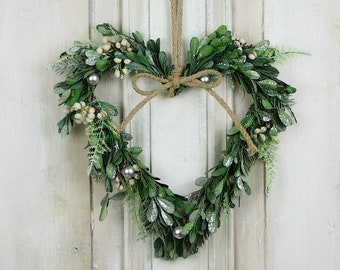 Romantisches Herz zum hängen Kranz Deko-Herz Weihnachtskranz Künstlich Adventskranz Kunstblumen Türkranz Fensterdekoration