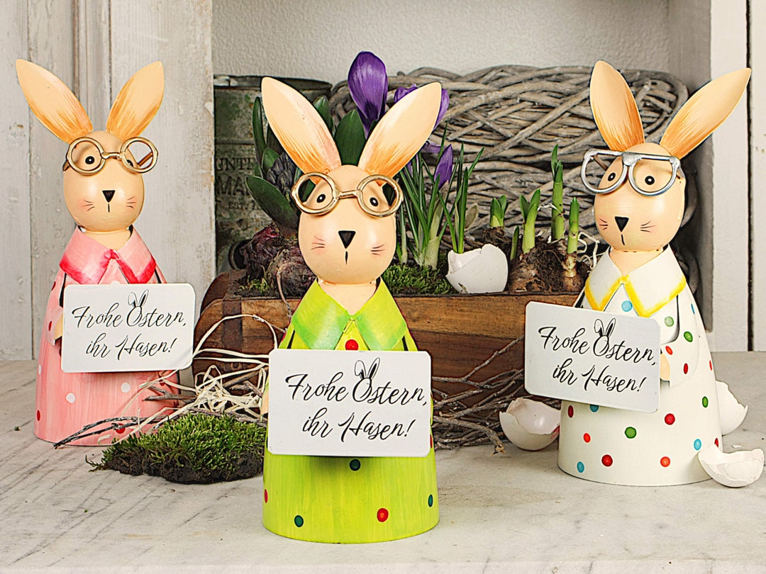 Zaunhocker Hase aus Metall Pfostenhocker Osterhase Gartenzaunhocker