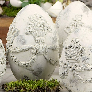 Easter egg Shabby chic | Vintage Easter eggs in 2 sizes | artificial stone | egg | wiped white | Easter decoration | Decorative eggs | big | small