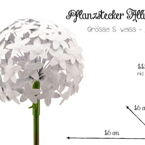 Pflanzstecker Allium Weiß 2 Größen Beetstecker Gartenstecker Gartendekoration Metall Hochzeitdekoration Hochzeit Rosenkugel 16 x 16 x 111 cm
