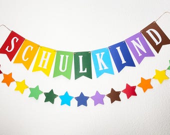Large colorful garland/banner/pennant chain “Schoolchild” for the first day of school