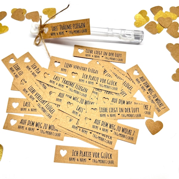 Personalized tags/labels for soap bubbles