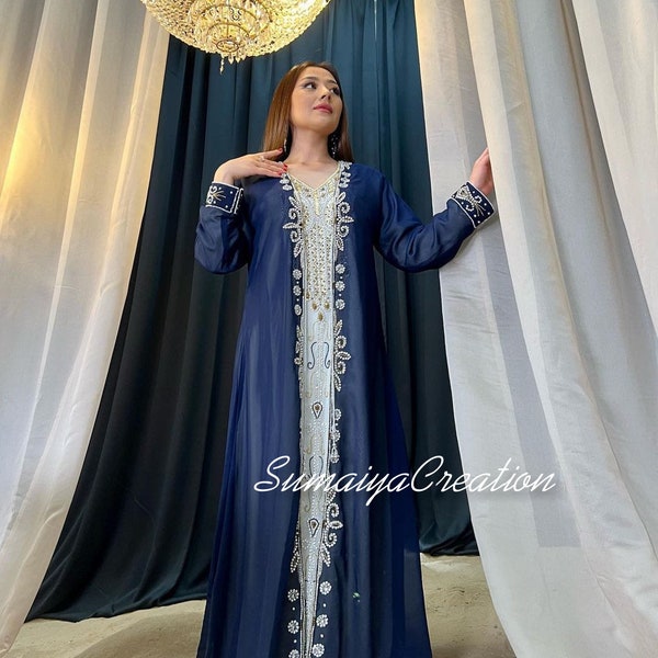 Dubai Kaftan With Intricately Embroidered Back Side of the Maxi