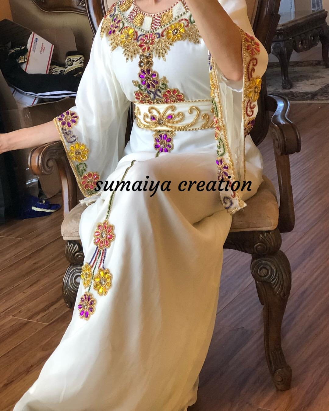 ZARDOZI ART - Vestido de dama de honor africana para mujer, largo de Abaya,  caftán largo Dubai, caftán Jackie