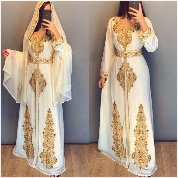 Dubai Moroccan Kaftan Arabic Abaya Maxi Hand Beaded Caftan Farasha Floor Length Party Wear Wedding Gown Beach Stylish Jalabiya Women Dress
