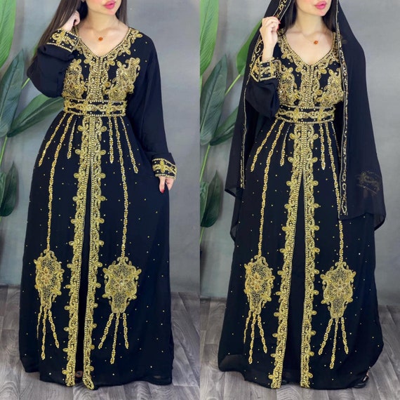 Green Moroccan Kaftan Chiffon Arab Party Dress Cape Sleeves Arabian Evening  Gown Turkish Caftan Women Muslim Ramadan Eid Abaya - Dresses - AliExpress