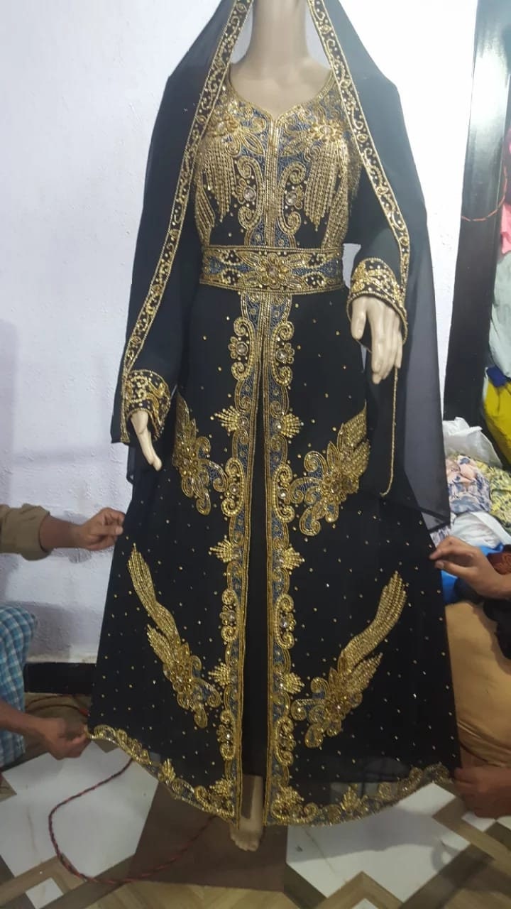 Dubai Kaftan Arabic Moroccan Abaya Maxi Hand Beaded Caftan Farasha