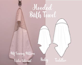 Modello di cucito per asciugamano da bagno con cappuccio/Asciugamano per neonati e bambini piccoli/Asciugamano Honey adatto ai principianti/Download immediato/Modello di cucito in PDF