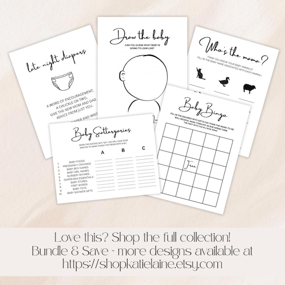 Draw Baby Shower Game Cards - Gender Reveal Activity For Parties, 30 Cards Set For Guests