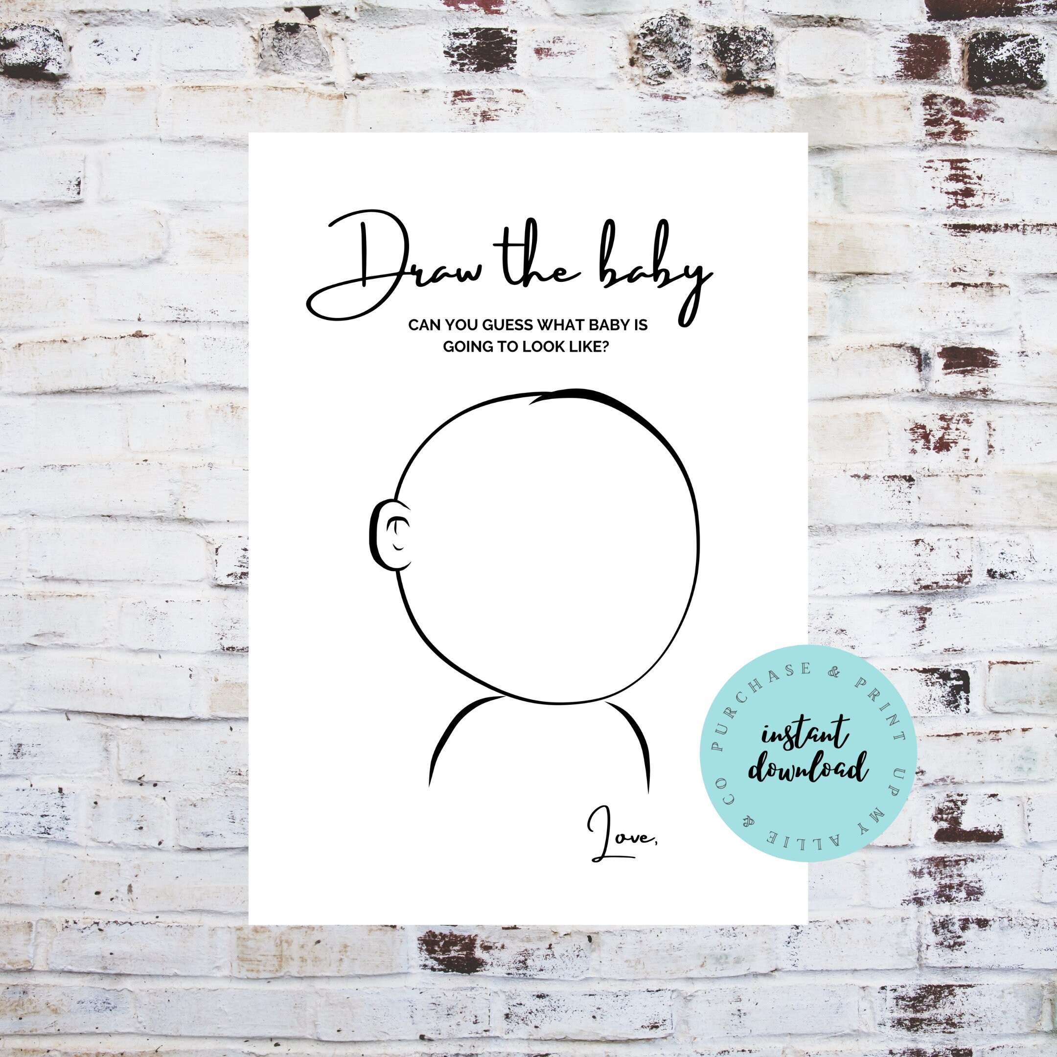 Draw the Baby Baby Shower Games Draw Baby Instant Download Etsy