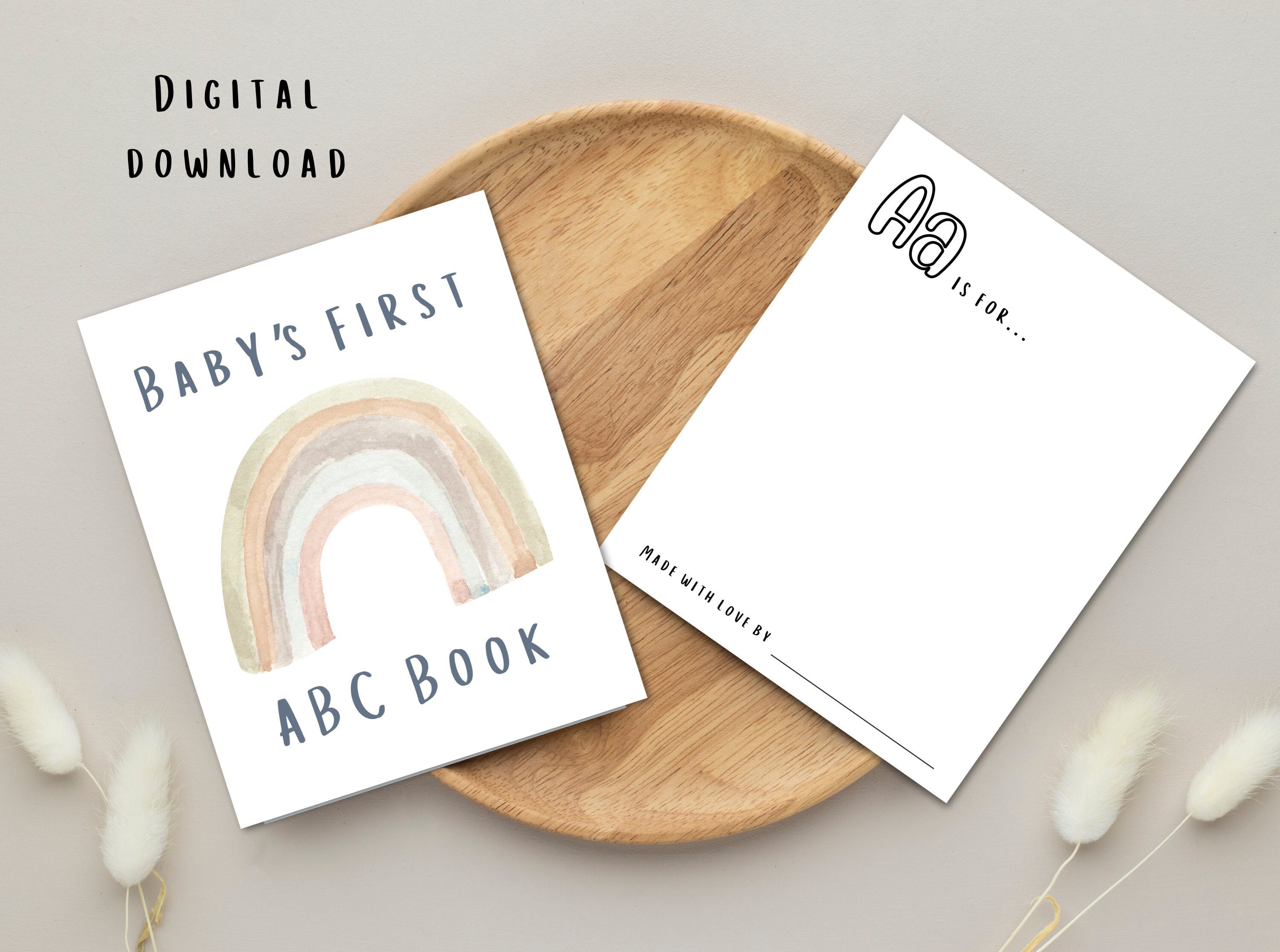 Baby's First ABC Book, DIY Baby Alphabet Book, Baby Shower Game, Boho