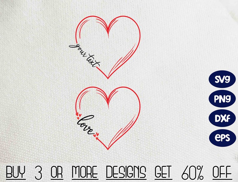 Heart SVG Sublimation Png Valentine Day Doodle Heart DXF - Etsy