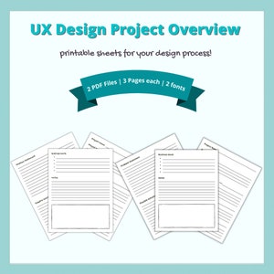 Modèle de vue d’ensemble du projet de conception UX | Imprimable pour les concepteurs UX