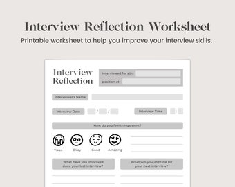 Planilha de reflexão para entrevista | PDF para impressão | Melhore suas habilidades de entrevista