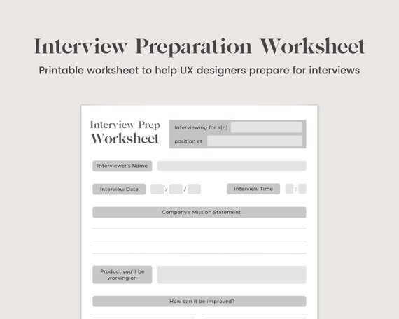 Interview Planner for UX Designers | Printable PDF | Prepare for Your UX Designer Interview