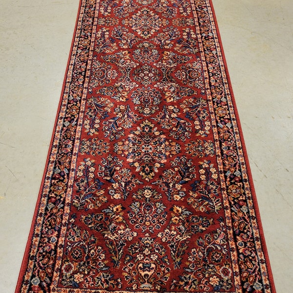 Size 2.10 X 14.3 Rare Oversized Karastan Red Sarouk Wool Runner, design number 785