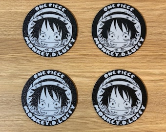 Posavasos de One Piece: Decoración impresa en 3D con temática anime, juego de 4