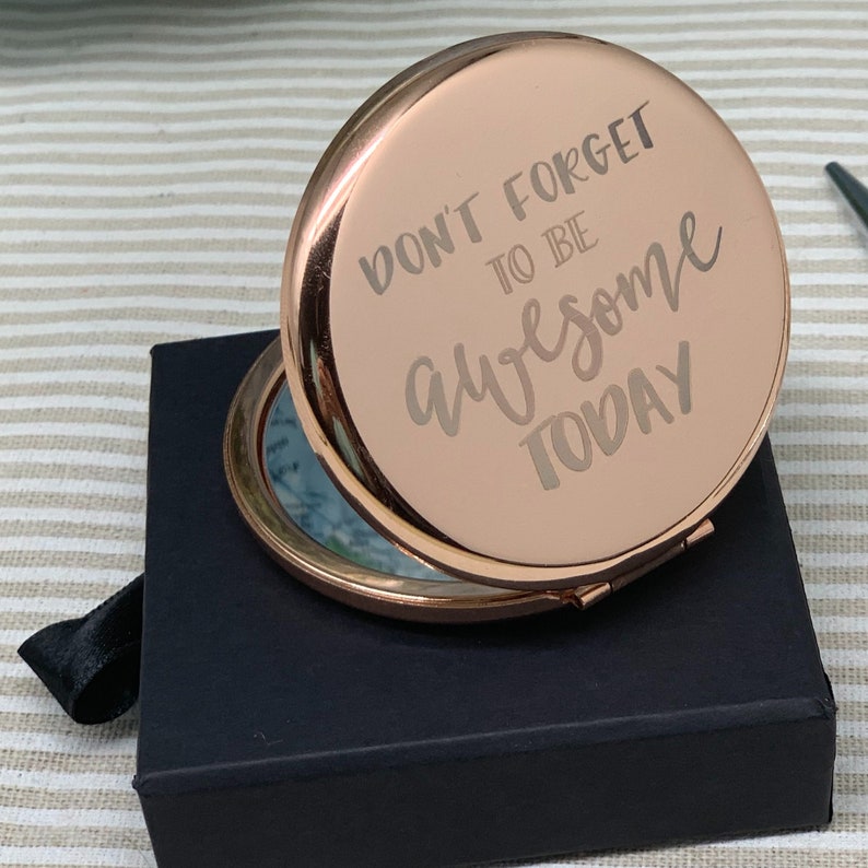 Compact Makeup Mirror, Special Mother's Day Gift, Personalized Handheld Purse Mirror, Small Round Pocket Magnifying Mirror, Bridesmaid Favor image 2