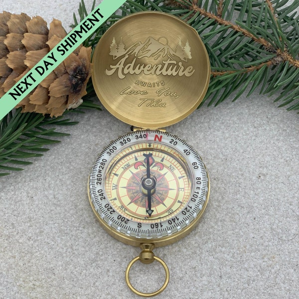 Personalized Working and Functional Compass with Custom Engraving, Your Handwriting Engraved on Compass, Father's Day Gift, Groomsmen Gift