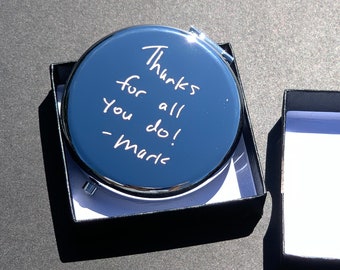 Magnifying Compact Makeup Mirror, Bridesmaid Bachelor Party Favor, Personalized Handheld Purse Mirror, Small Round Pocket Mirror Compact