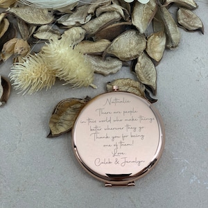 Miroir de maquillage compact, cadeau spécial fête des mères, miroir de sac à main personnalisé, petit miroir grossissant de poche rond, cadeau de demoiselle d'honneur