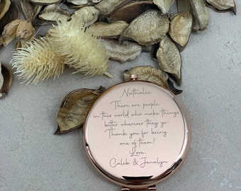 Miroir de maquillage compact, cadeau spécial fête des mères, miroir de sac à main personnalisé, petit miroir grossissant de poche rond, faveur de demoiselle d'honneur