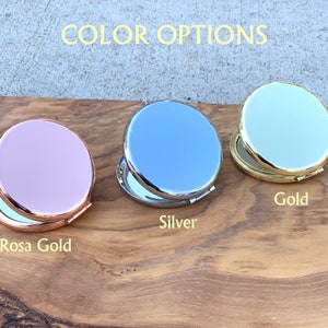 Compact Makeup Mirror, Special Mother's Day Gift, Personalized Handheld Purse Mirror, Small Round Pocket Magnifying Mirror, Bridesmaid Favor image 9