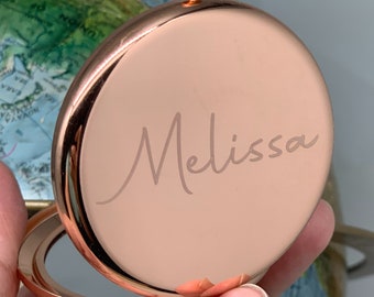 Magnifying Pocket Mirror Compact,  Makeup Mirror, Gifts for Women, Bridesmaid Bachelor Party Favor, Personalized Mirror, Wedding Favor Gifts