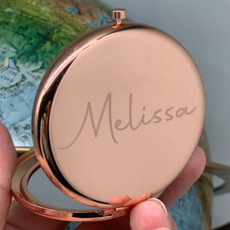 Compact Makeup Mirror, Special Mother's Day Gift, Personalized Handheld Purse Mirror, Small Round Pocket Magnifying Mirror, Bridesmaid Favor image 3