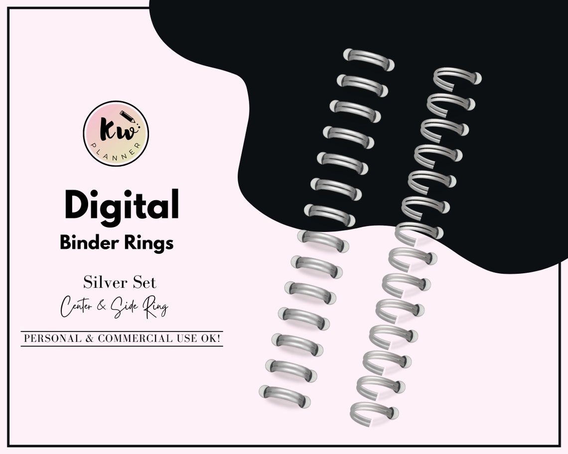 Realistic Digital Planner Binder Rings Metallics Silvergoodnotes