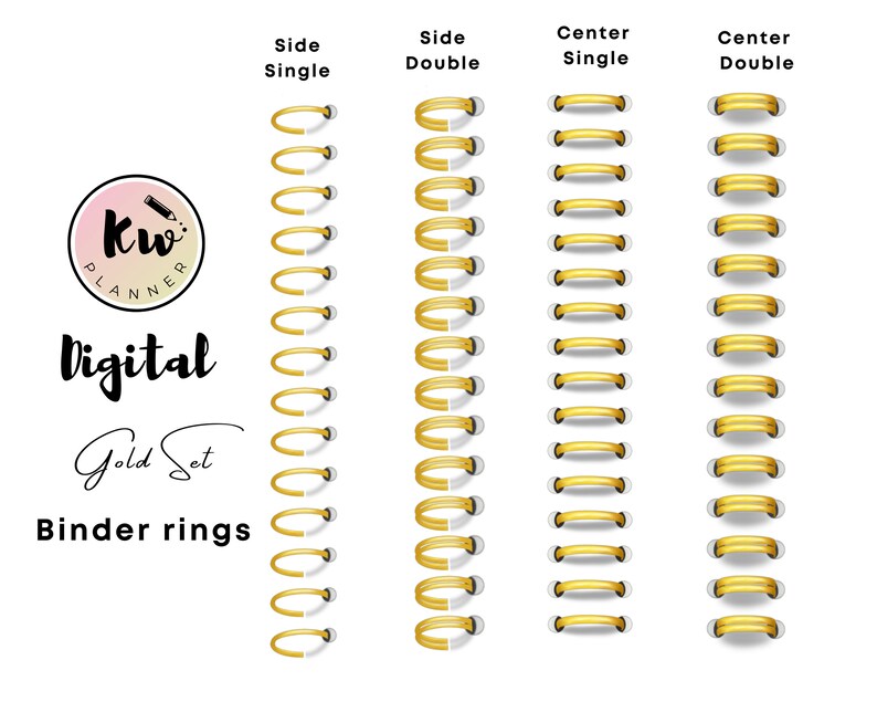 Digital Planner Binder Rings Metallics Goldgoodnotes Center Etsy