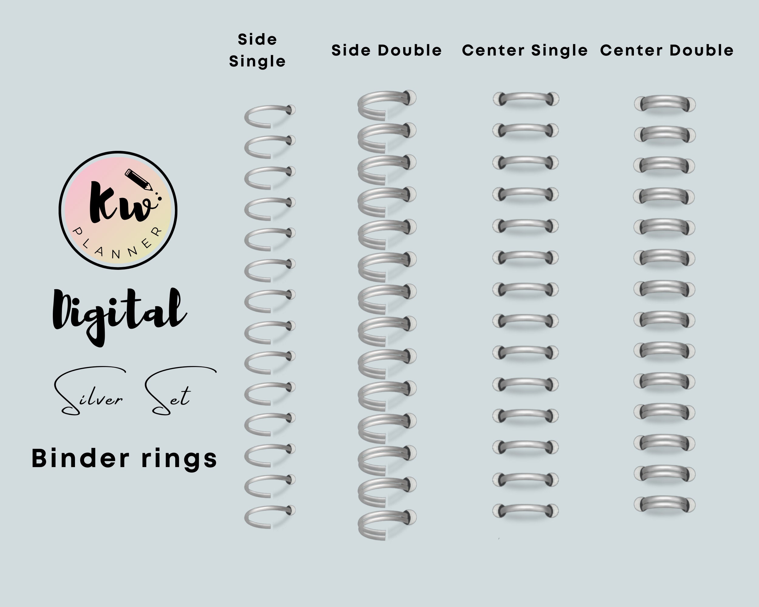 Realistic Digital Planner Binder Rings Metallics Etsy