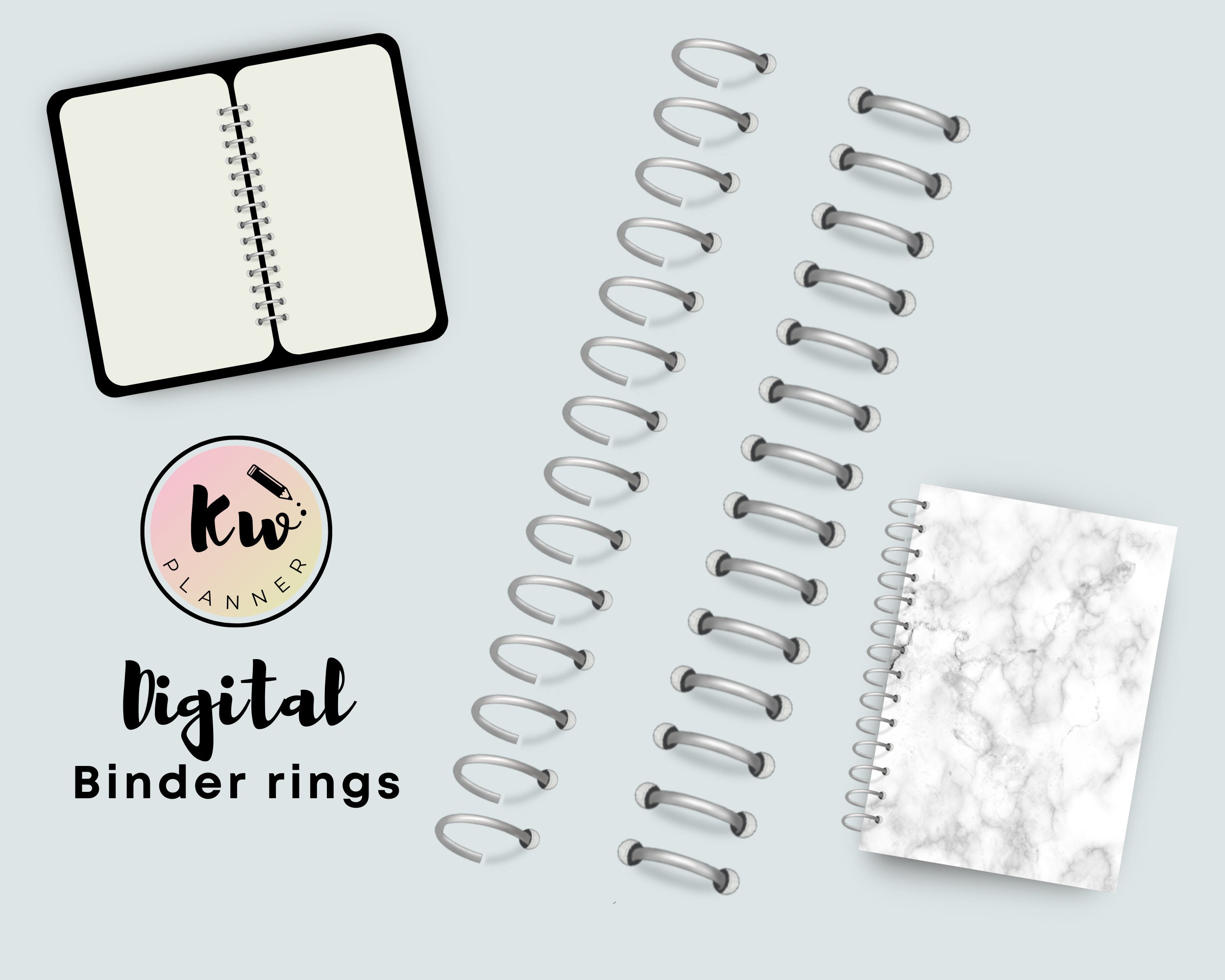 Realistic Digital Planner Binder Rings Metallics Etsy