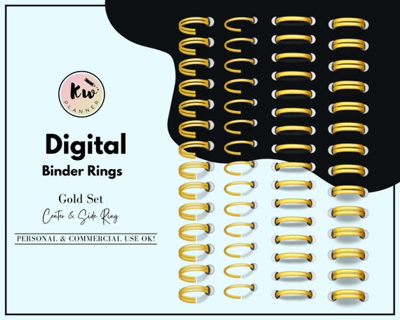 Digital Planner Binder Rings Metallics Gold-goodnotes Center and Side  Personal and Commercial Use. 