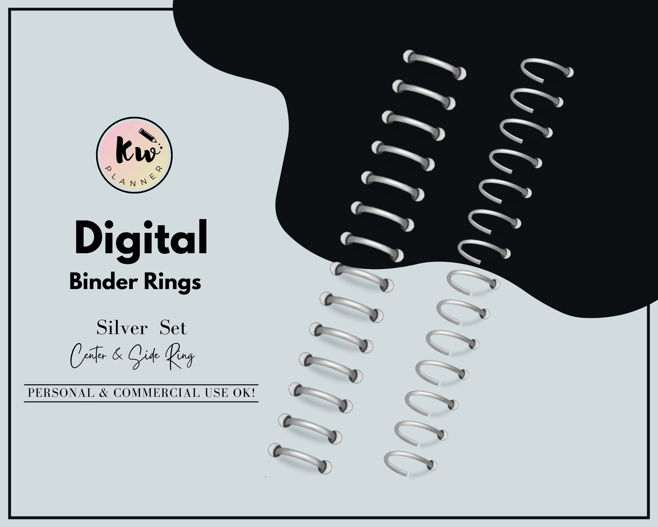 Realistic Metallic Digital Binder Rings for Digital Planners, Books for  Personal and Commercial Use 3 Formats PNG, GOODNOTES & SVG. 