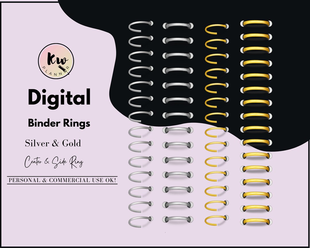Realistic Digital Planner Binder Rings Metallics 2 Colors Etsy
