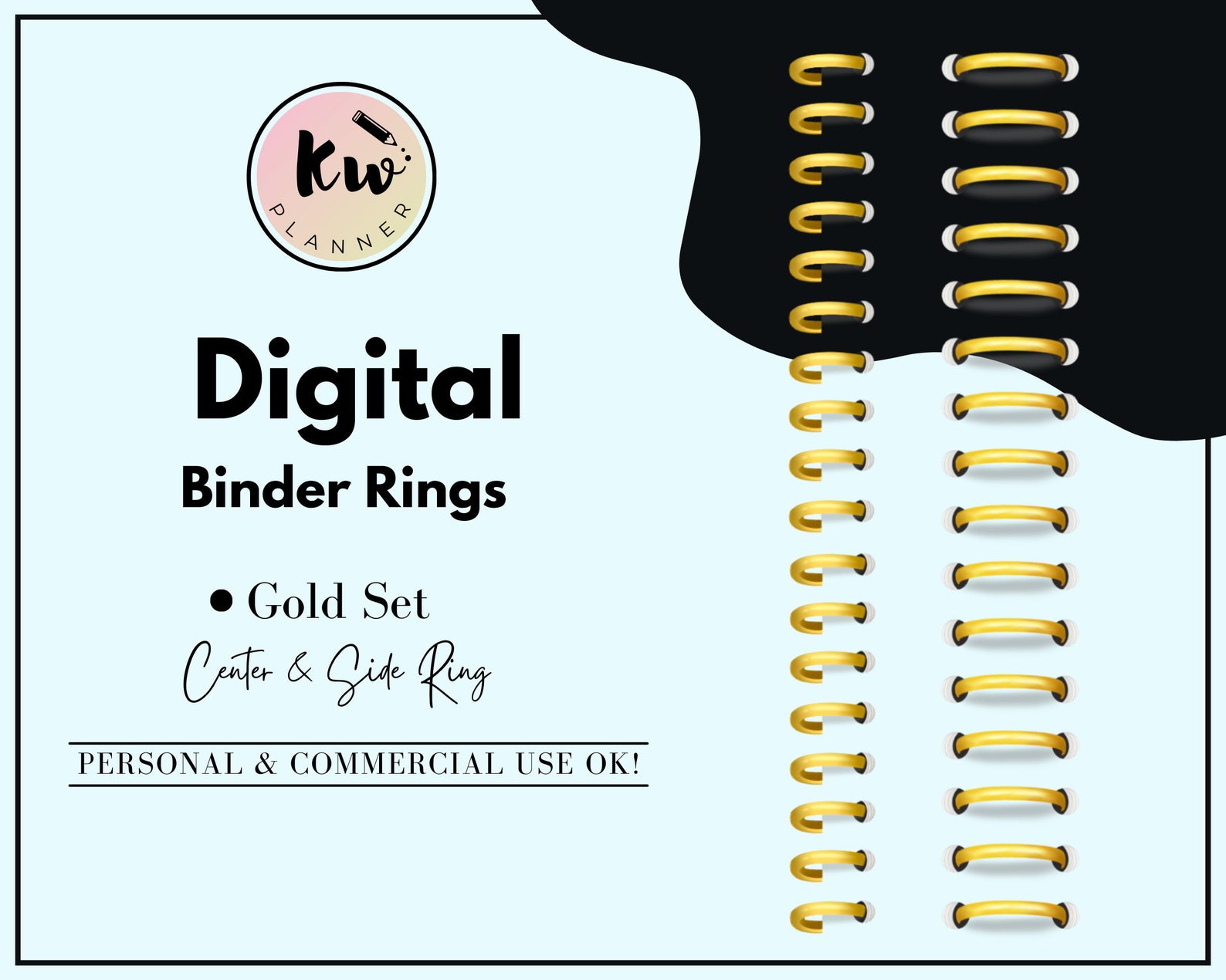 Digital Planner Binder Rings Metallics GoldGoodNotes Center Etsy España