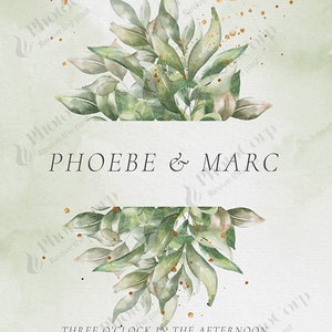 Modèle d'invitation de mariage de verdure, invitations de mariage imprimables et personnalisables