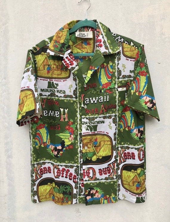 Vintage 60s Kona Coffee Hawaiian Shirt