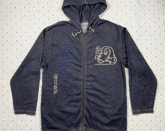 Rare Vintage Japanese Brand Galfy Crutch Brand Denim Jacket 2000s