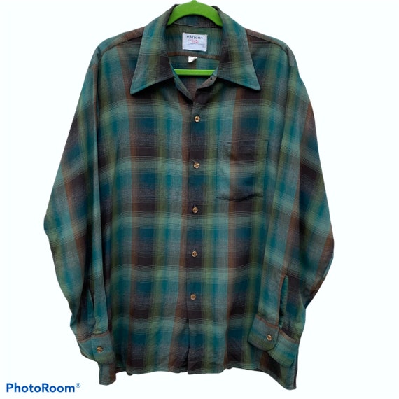 Vintage 60s Arrow Chevella Green Plaid Shadow Shirt - Etsy Sweden