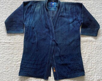 Vintage 60s Hanada Kendo Kimono Boro Wild Character Design