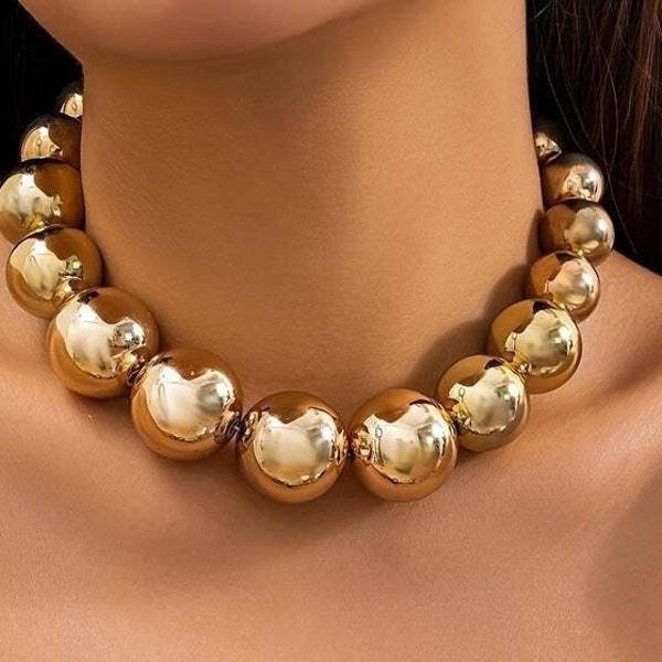 Collier En Chaîne Épaisse Et Élégante Collier Doré Simple Bijoux De Chaîne Claviculaire Classique Pour Femmes chunky